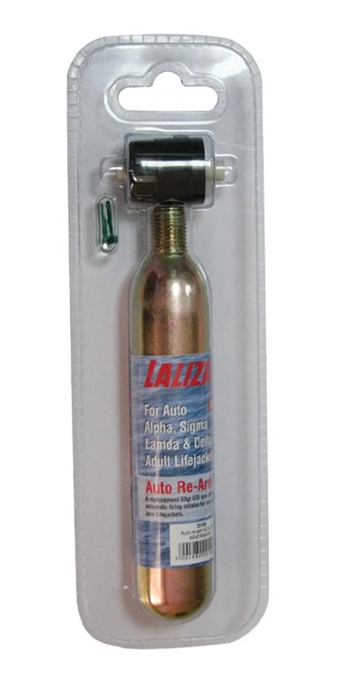 BOOTSKISTE 60 Gramm Lalizas Co² Patrone Nachfüllset auto Rettungsweste 275 New Omega Zeta