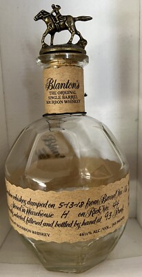 Blantons Bourbon Whiskey Empty Bottle With Letter S  Horse Stopper 5-13-18