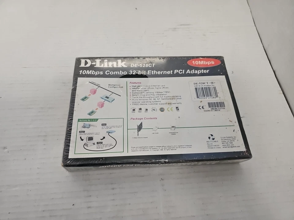D-LINK DE-528CT 10Mbps Combo 32-Bit Ethernet PCI adapter (NEW) - Image 3 of 4