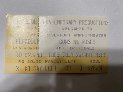 GUNS N ROSES ST. LOUIS RIOT JULY 2 1991 FULL TICKET STUB
