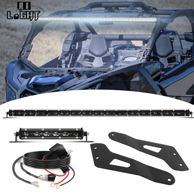 Kit For Can-am Maverick X3 DS RS MAX Upper Roof Slim 50''+7'' LED Light Bar Mount