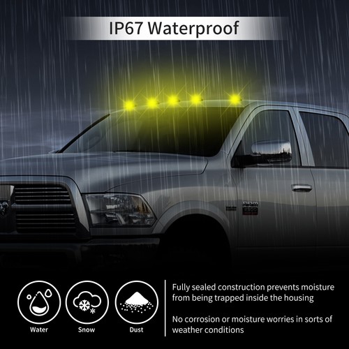 Upgrade 5xLED Cab Roof Marker Running Light Amber For Dodge Ram 1500 2500 3500   - Bild 3 von 7
