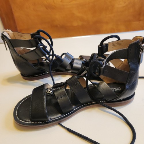 Michael Kors MK Black Gladiator Lace Up w Back Zipper Youth Girl Sz 7 M - Picture 8 of 9