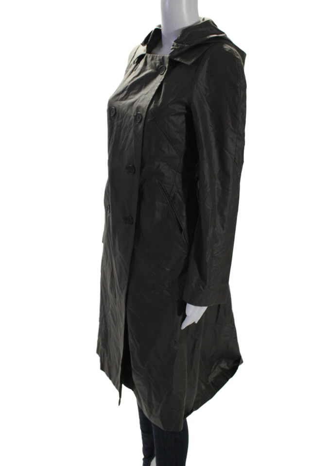 Narciso Rodriguez Womens Double Breasted Hooded Mid Length Jacket Gray