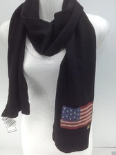 Women's RALPH LAUREN Black American Flag 80% WOOL Winter Scarf - $58 MSRP