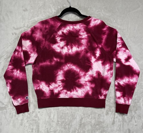 Champion Women's Size Large Long Sleeve Crop Top Tie Dye Crewneck Sweatshirt - Picture 3 of 5