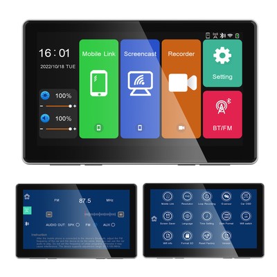 7 Inch Hd 4K Wireless Carplay Android Auto Smart Touchscreen with Front Camera