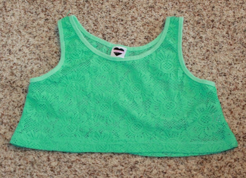 CHERRY STYX Girls' 14-16 CROPPED TANK TOP (green lace for layering) perfect