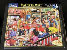 White Mountain "American Diner" 1000 Piece Jigsaw Puzzle 100 Complete 2018