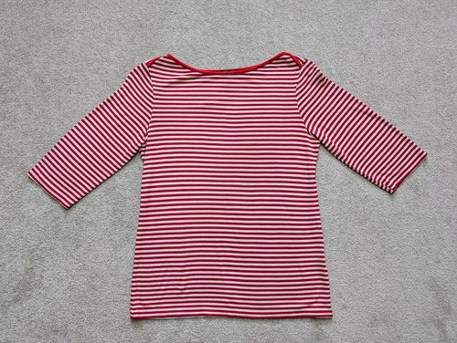 Phase Eight Damen rot & weiß gestreiftes 3/4 Arm T-Shirt Größe 10
