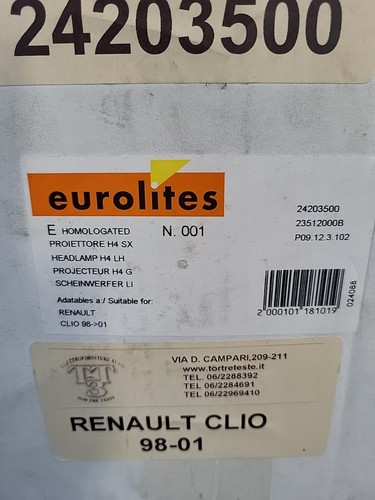 SCHEINWERFER VORNE LINKS RENAULT CLIO II DJAUTO 1998- -2001 BODEN SCHWARZ NEU - Bild 2 von 8