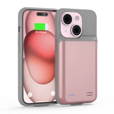 For iPhone 15 (6.1 inch) External Battery Charger Case Power Bank Charging Cover