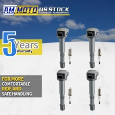 4Pack Ignition Coil UF602 & Spark Plug For Honda Accord CR-V Civic Acura ILX 2.4