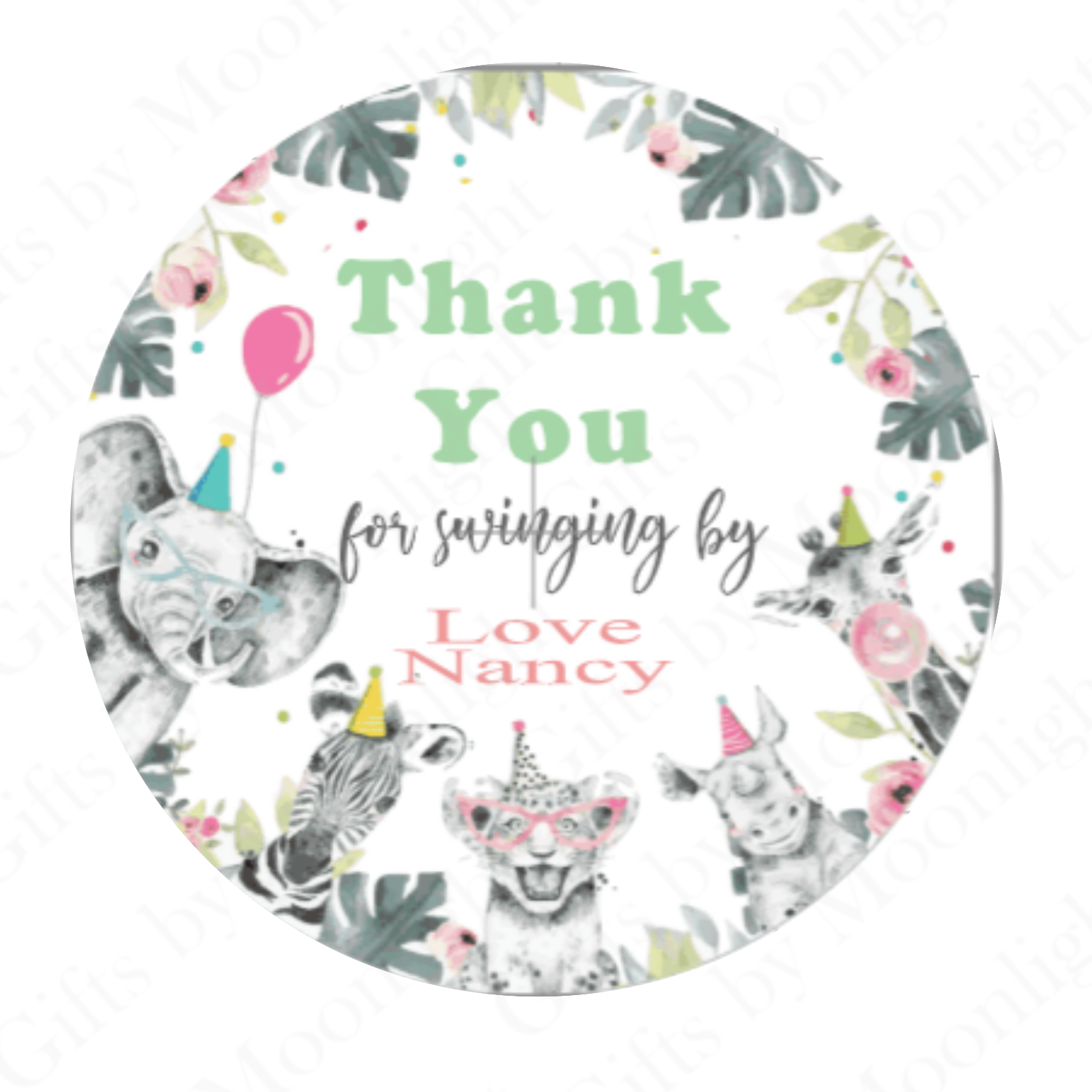 Personalised Birthday Stickers Party Bag Sweet Cone Thank You Animal