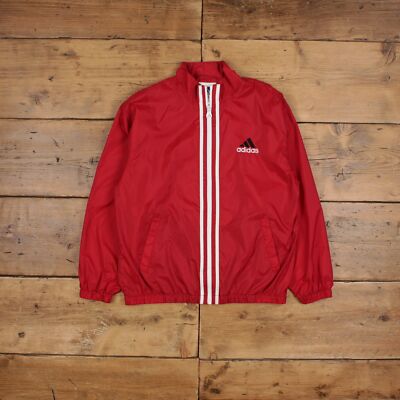 Vintage Adidas Windbreaker Jacke L Track Three Stripe Rot