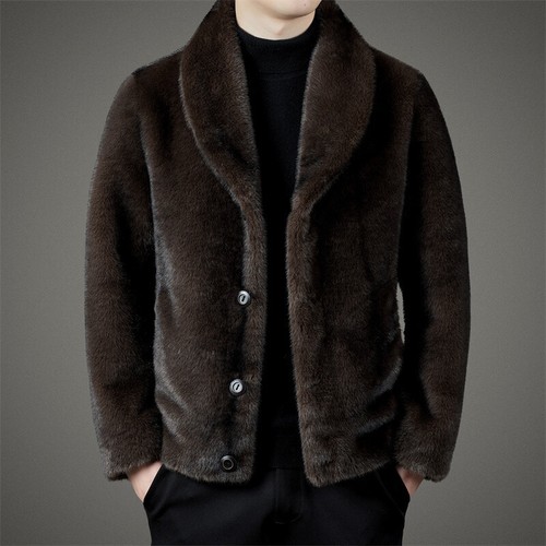 Fur All-in-one Jacket Men's Reversible Fur Jacket Short Thickened Warm Mink Fur - Picture 4 of 13