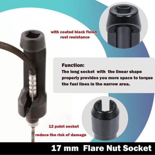 for 6.7L Ford Fuel Injector Socket Set 17 Mm 12 Point Injector Line Removal Tool - Foto 3 di 11