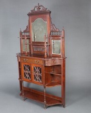 A Victorian carved walnut chiffonier sideboard, 2 parts
