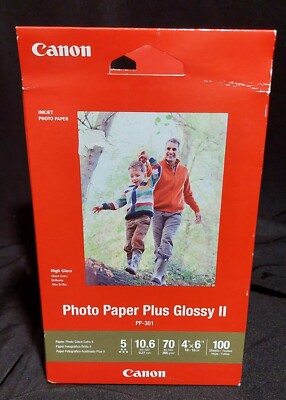 Canon Photo Paper Plus Glossy II PP-301 4''x6'' Lot 2 pks 100 sheets (200 total)