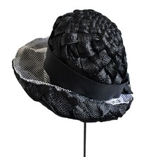 Schwarz-wei&szlig;er Hut Vintage 60er Mod Bucket kleine Krempe