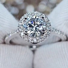 2.5CTW Round Cut D Moissanite Wedding Engagement Ring 14k White Gold Plated