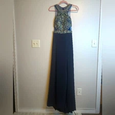 Aspeed Hand Beaded Formal Gown Prom Dress Blue Formal Elegant Floor Length Small