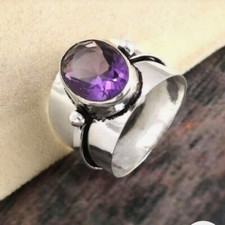 Natural Amethyst 925 Sterling Silver Ring Handmade Jewelry Gift christmas A-391