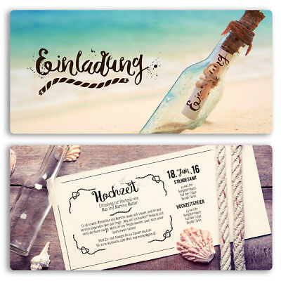 Hochzeitseinladungen Flaschenpost Sand Strand Post Brief Nachricht Einladungen Greeting Cards Invitations Home Garden