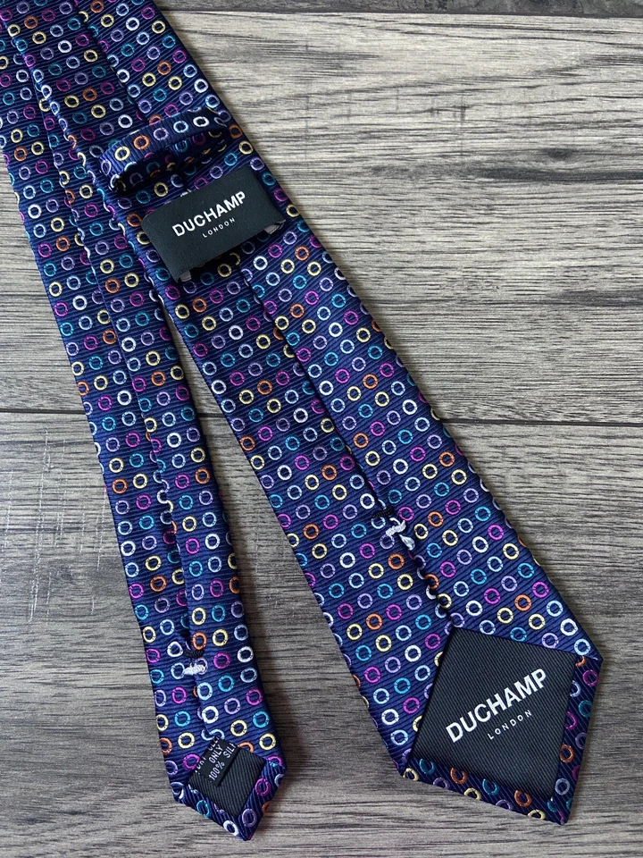 Corbata De Seda Holo Multicolor Duchamp BNWT - Imagen 4 de 4