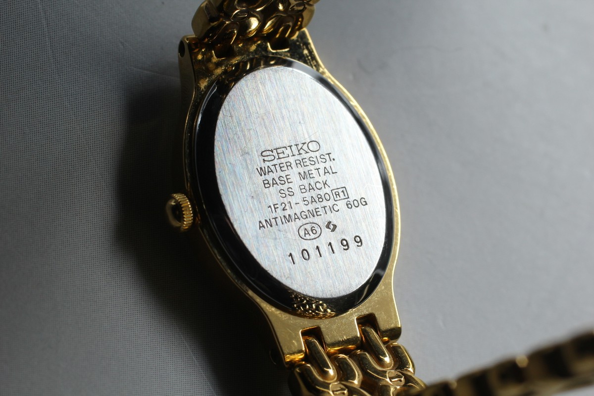Vintage 1991 Seiko Belfina 1F21-5A80 Gold Quartz Women Watch