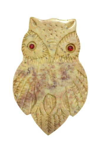 3.5" Hand Carved Indian Stone Trinket Box Owl Design Figurine Polished Home Deco - Picture 1 of 4