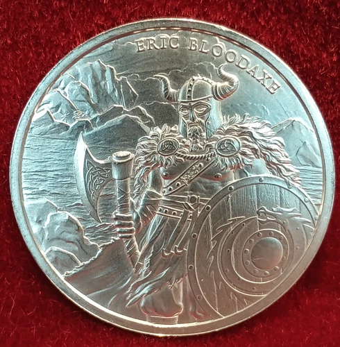 LEGENDARY WARRIORS - ERIC BLOODAXE - 1 Troy Ounce .999 Fine Silver Round.  Nice!