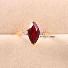 Ruby Ring, Marquise Cut Ruby, 925 Sterling Silver, Prong Ring, Lab Created Ruby