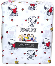Peanuts Snoopy Love Hearts King Sheet Set Bedding by Berkshire Romantic Red
