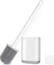 Silicone Toilet Brush and Holder Bendable Efficient Cleaning Wall Mounted Toilet