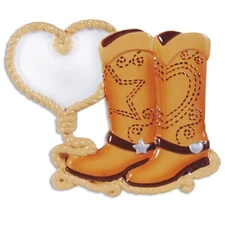 Cowboy Boot Couple Personalized Christmas Tree Ornament