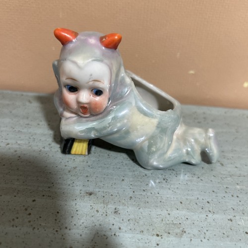 Vintage Little Devil Pincushion Ceramic Figurine Japan Cute