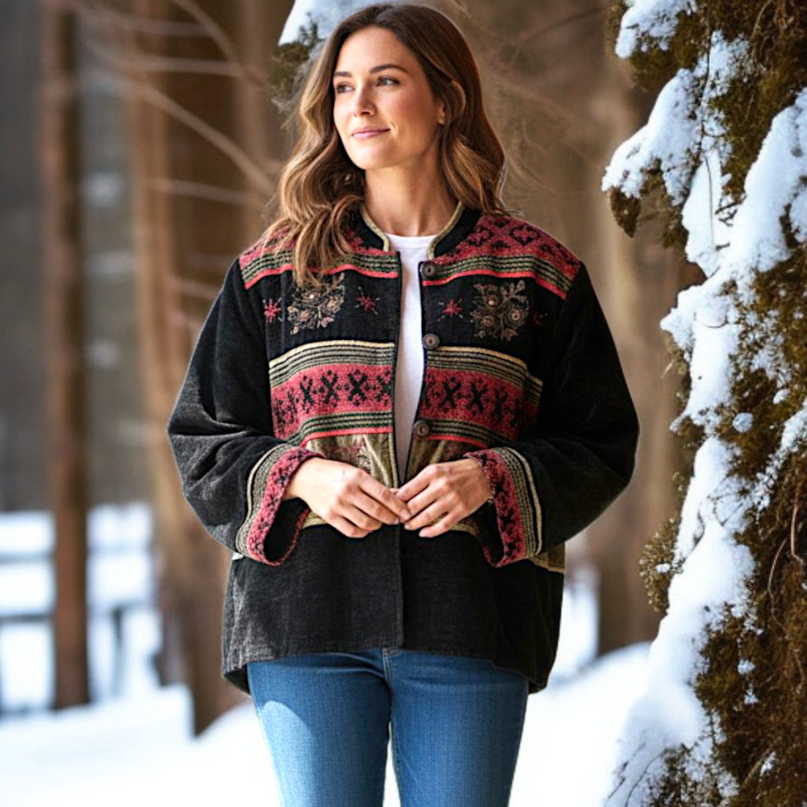 Flashback Patchwork Tapestry Jacket M Velvet Art … - image 17