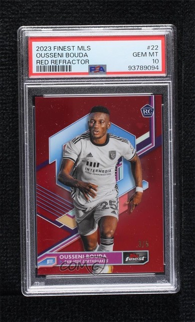 2023 Topps Finest MLS Red Refractor 3/5 Ousseni Bouda #22 PSA 10 GEM MT 18t1