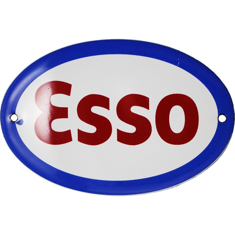 Plaque émaillée ESSO de collection en véritable émail cuit au four