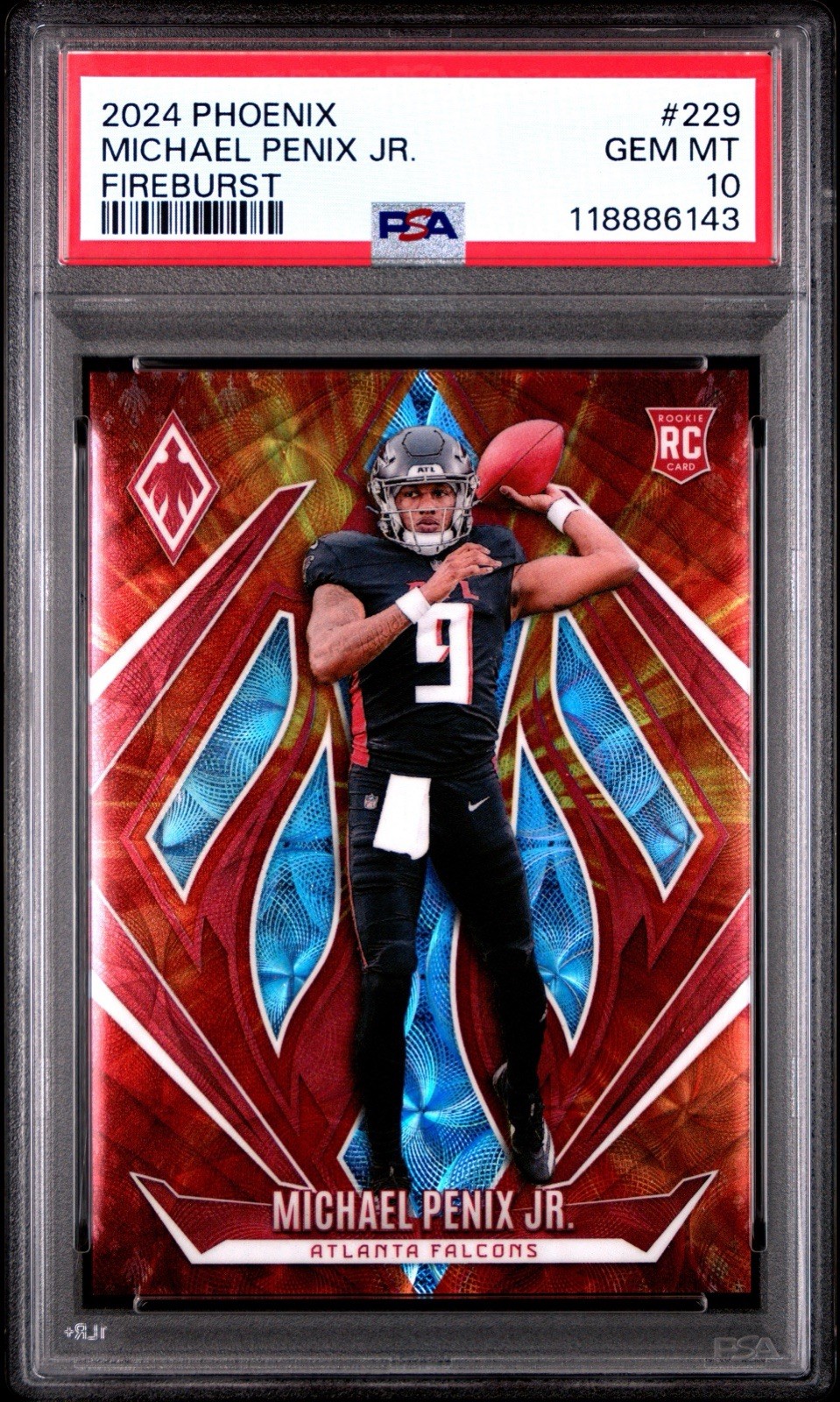 2024 Panini Phoenix - Rookies Michael Penix Jr. #229 Fire Burst /350 RC PSA 10