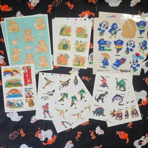 Vintage 80s & 90s Assorted Stickers- fuzzy, shrooms, teddy bears, dinosaurs, etc