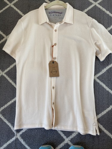 weatherproof vintage cream/yellow color button down shirt size L NWT - Picture 7 of 9