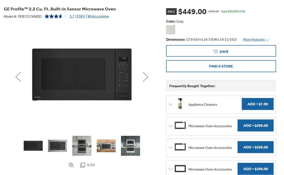 GE Profile 2,2 Cu. Horno microondas con sensor incorporado para pies | PEB7227ANDD Foto 2 de 2