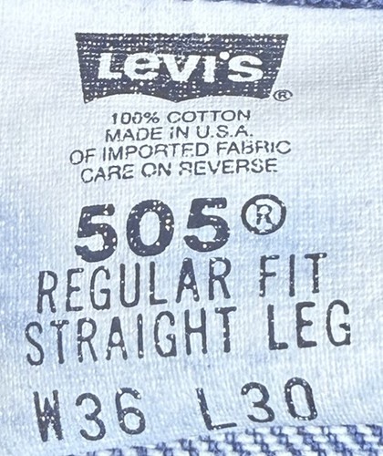 Levi's 505 Men's Jeans W36 L30 Regular Fit Straight Leg Blue Denim - Made in USA - Picture 6 of 8