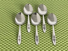Oneida Community MY ROSE Stainless 5 Place/Oval Soup Spoons Betty Crocker 6 7/8"
