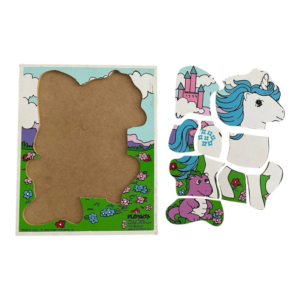 Vtg Playskool My Little Pony MAJESTY SPIKE 9 Pc Puzzle 189-3 Tray Hasbro 1984 - Image 2 of 4