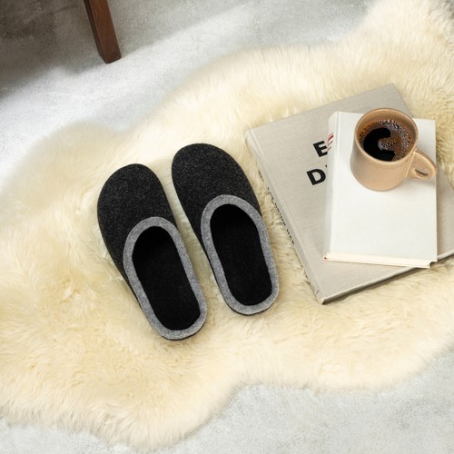Herren Hausschuhe Fußbett Filzclogs Filzpantoffel Filzlatschen Anthrazit 40-47 - Bild 5 von 72