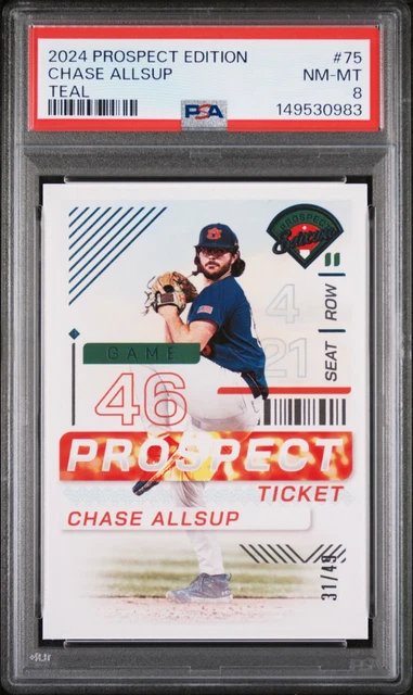 2024 PANINI PROSPECT EDITION TEAL #75 CHASE ALLSUP 31/49 PSA 8