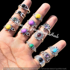 Trending Sale Onyx & Mix Gemstone 925 Sterling Silver Plated Rings Lot Jewellery